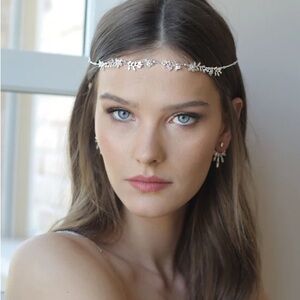 Untamed Petals Silver rhinestone Floral Headpiece boho bridal